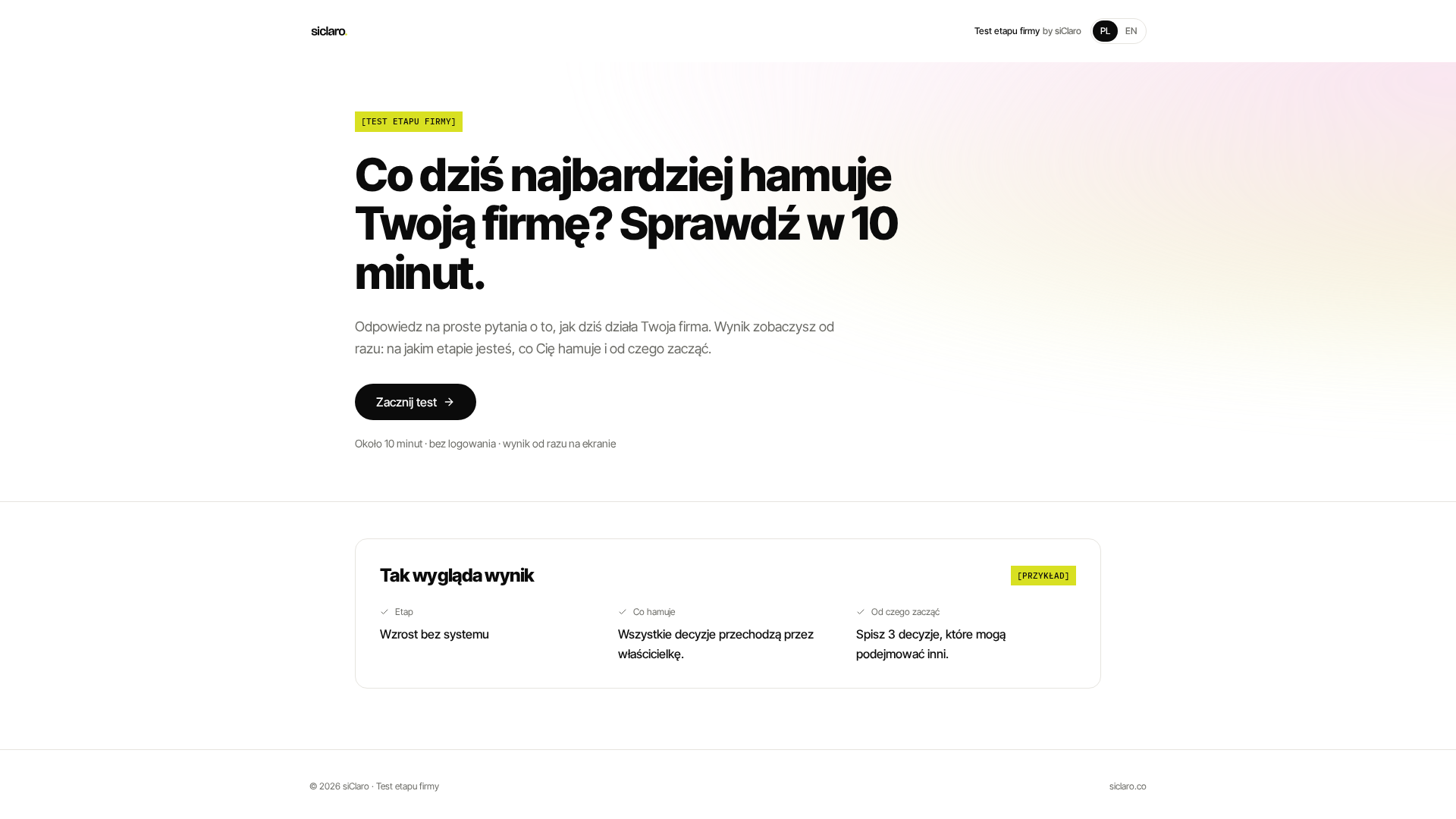 Podgląd strony startowej narzędzia Diagnoza strategiczna